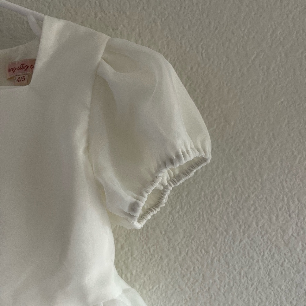 IVY CITY CO | Girls Wedding Flower Girl Cupcake Tulle Dress in White | Size 4/5 - Picture 4 of 13